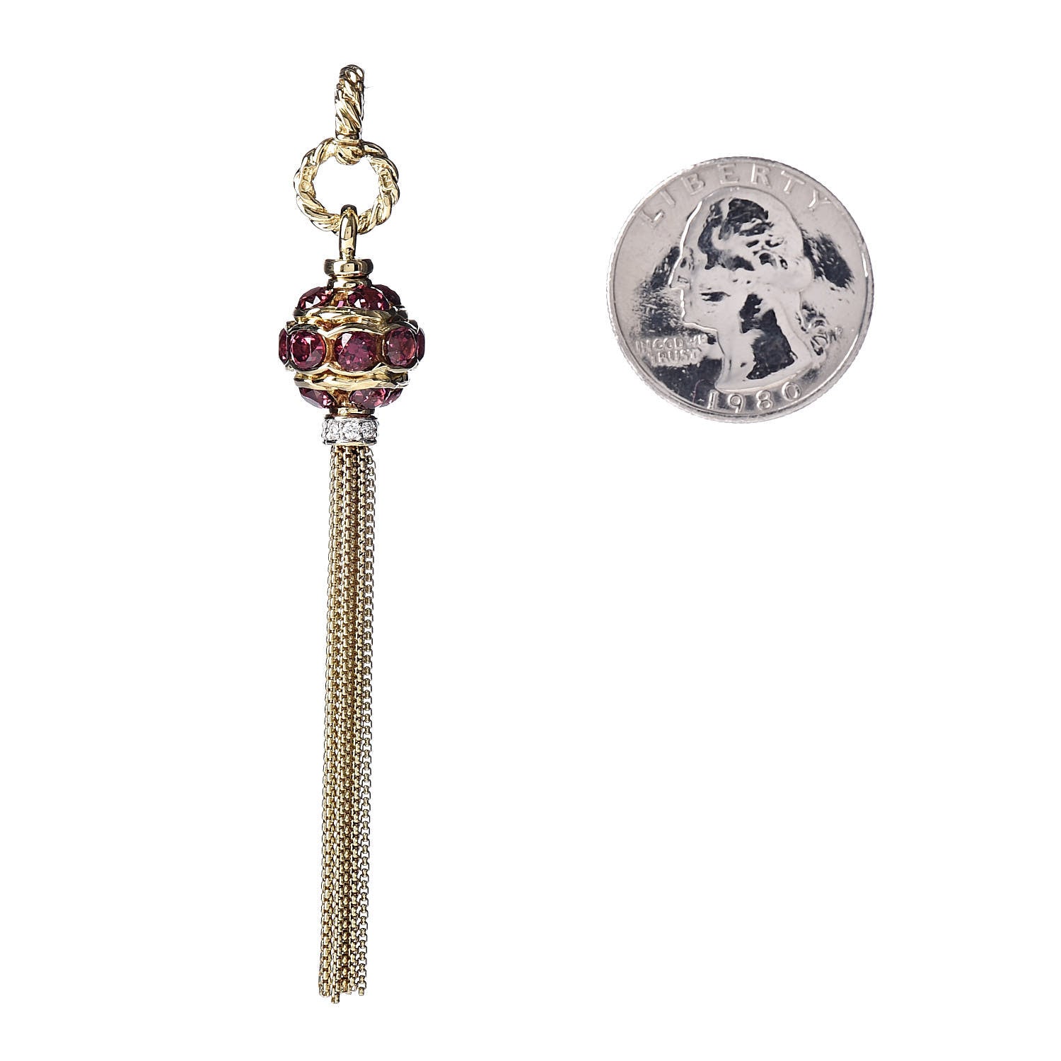 David Yurman 18K Yellow Gold Rhodolite Garnet Diamond Enhancer Pendant 2 of 3