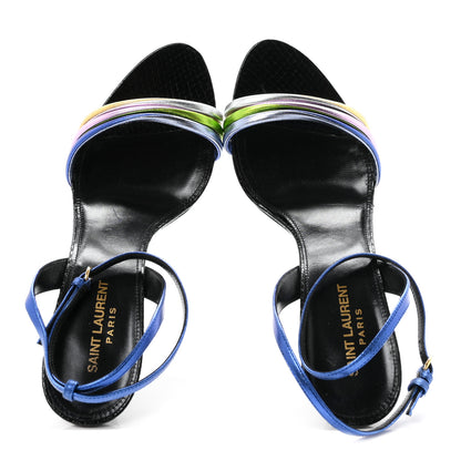 Saint Laurent Metallic Calfskin Manhattan Ankle Strap Sandal 40 Multicolor 2 of 9