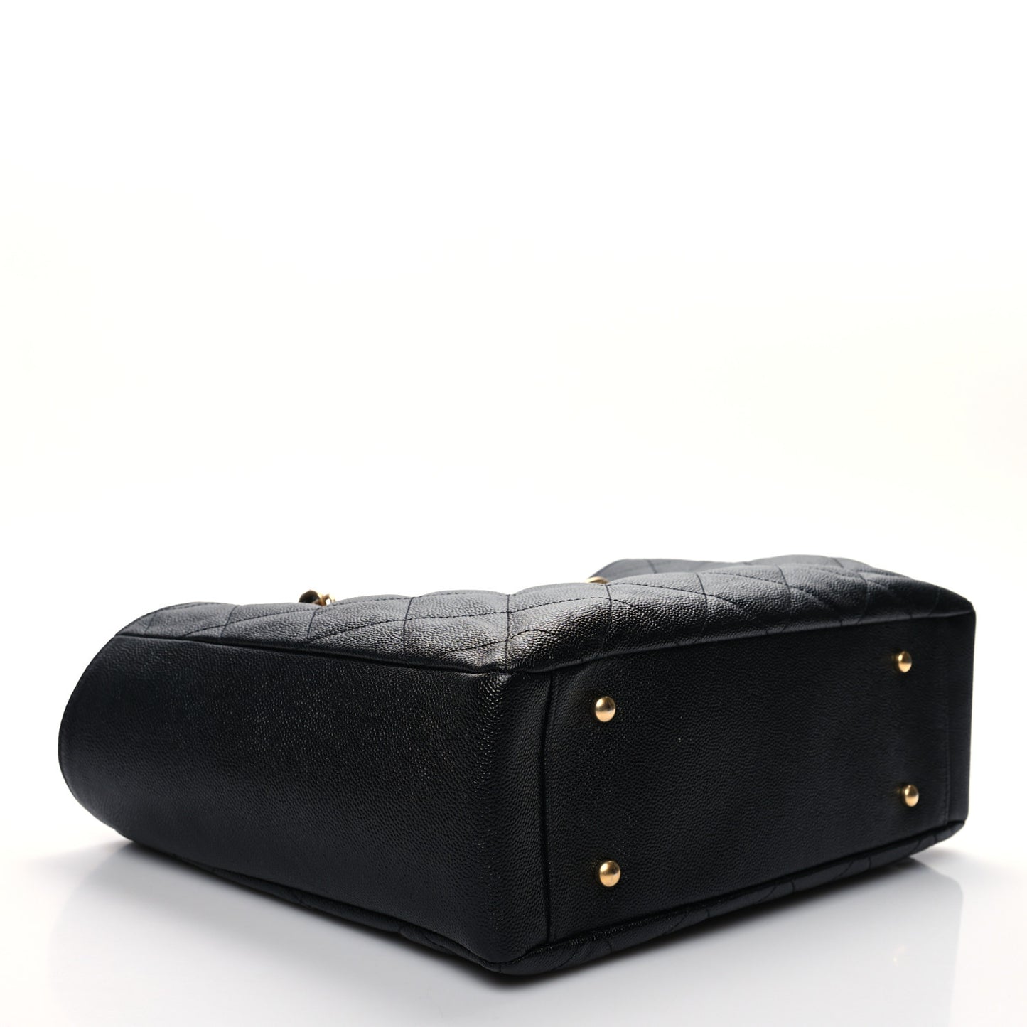 Caviar Quilted Small Shopping Tote Black