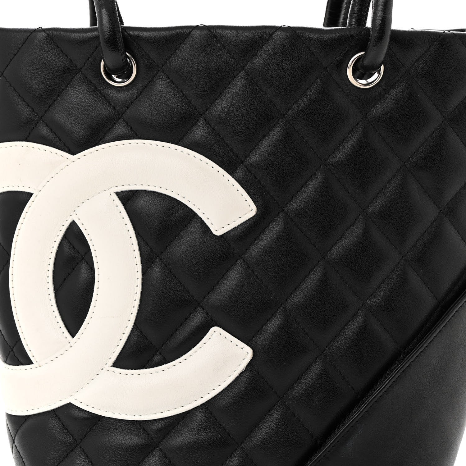 Chanel Calfskin Quilted Small Cambon Tote Black White 8 of 10