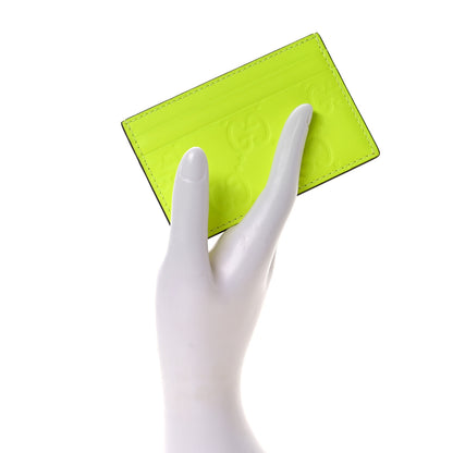 Gucci Rubber Effect GG Embossed Card Holder Fluorescent Yellow 2 of 7