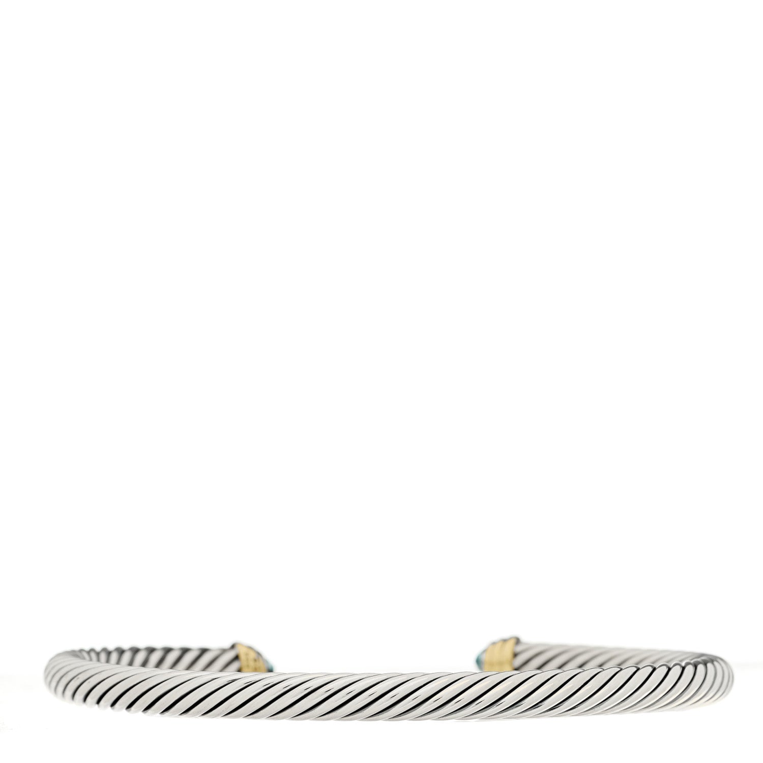 David Yurman Sterling Silver 14K Yellow Gold Blue Topaz 5mm Cable Classics Petite Color Bracelet 2 of 3