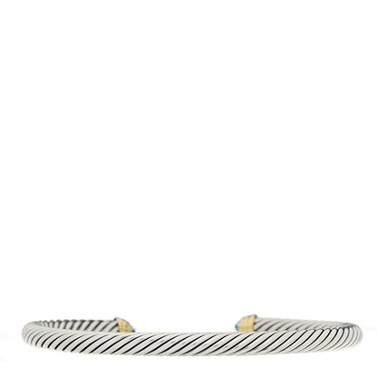 David Yurman Sterling Silver 14K Yellow Gold Blue Topaz 5mm Cable Classics Petite Color Bracelet 2 of 3