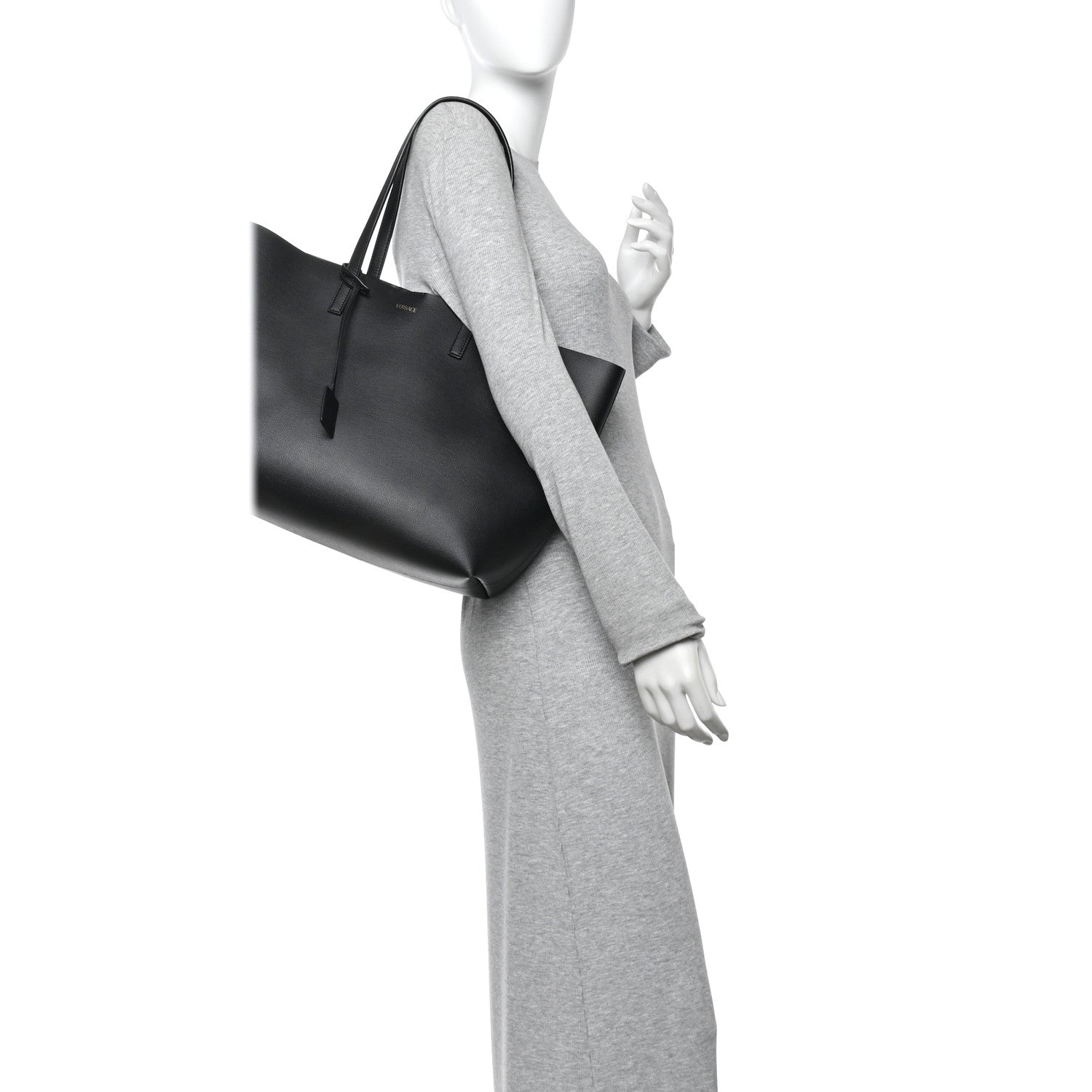 Versace Calfskin Virtus Tote Black 2 of 10