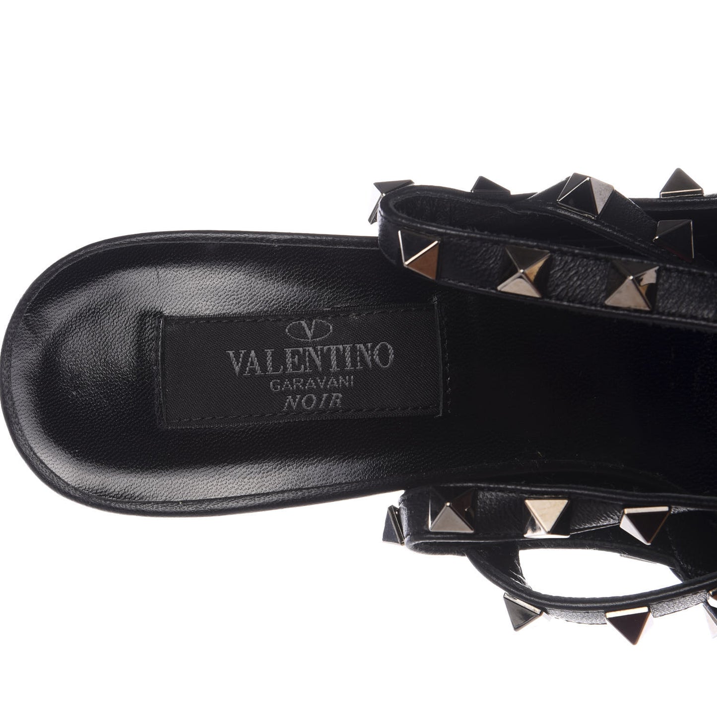 Calfskin Nappa Rockstud Ankle Strap 100mm Pumps 37.5 Black