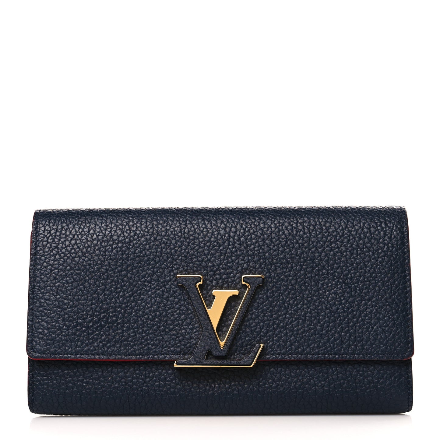 Taurillon Capucines Wallet Marine Rouge
