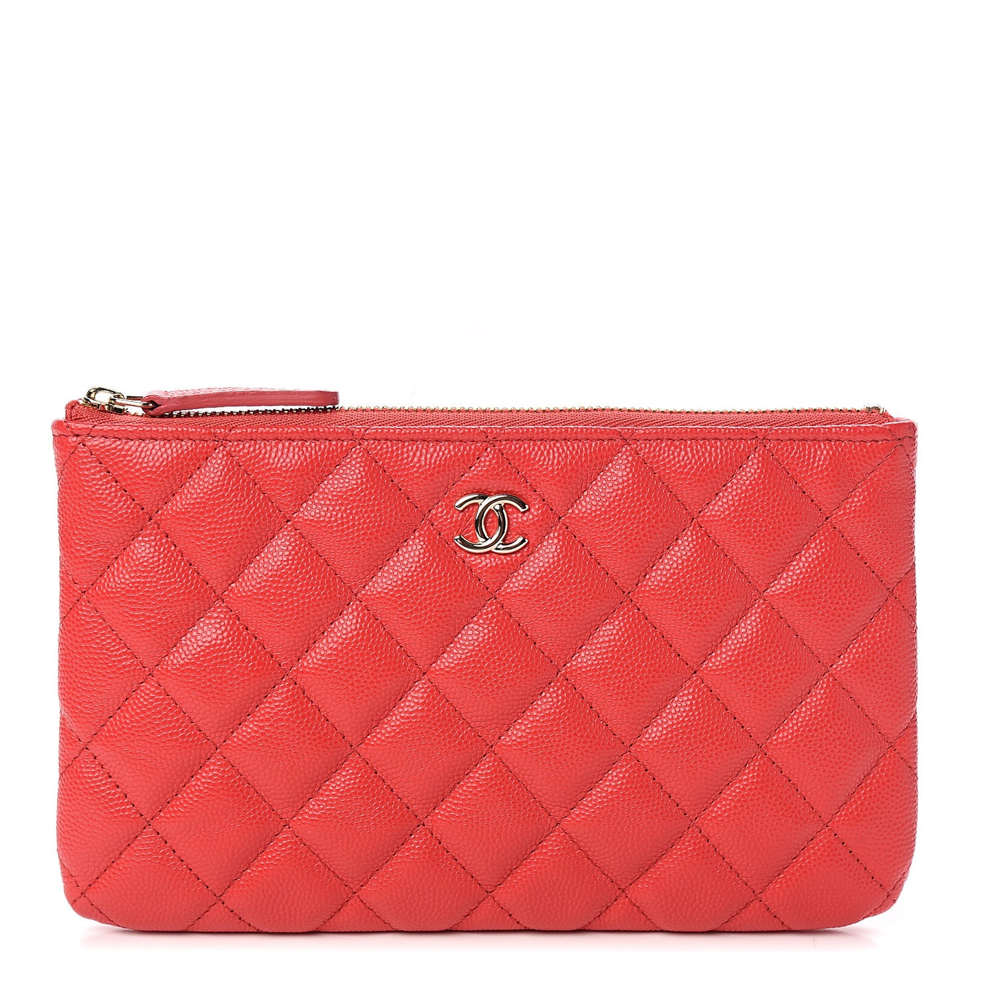 Caviar Quilted Cosmetic Case Red