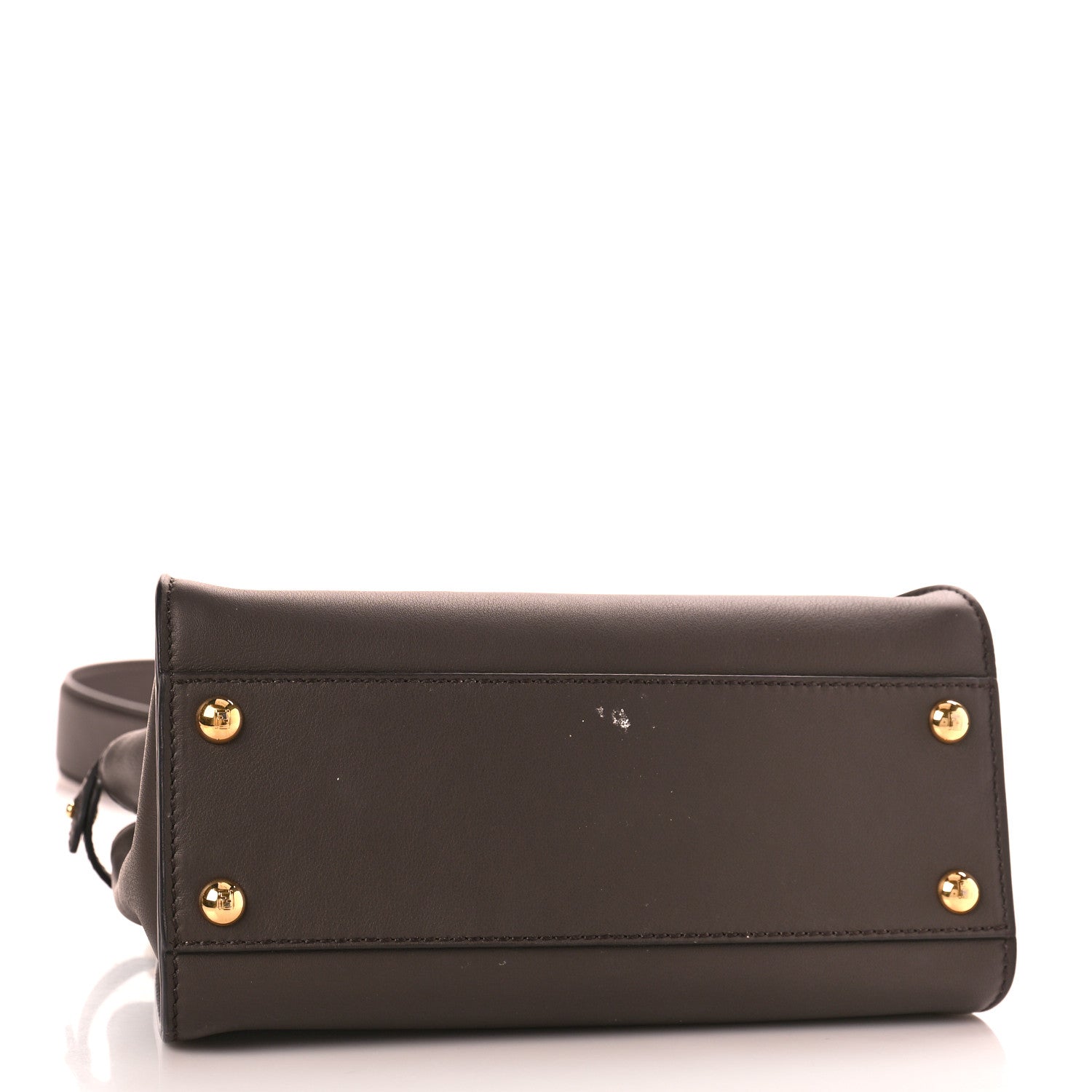 Fendi Vitello Seta Suede FF Mini Peekaboo Iconic Satchel Chocolate Sigaro Marrone 4 of 11