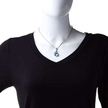 John Hardy Sterling Silver Blue Diamond Topaz Batu Naga Cushion Pendant Necklace 2 of 7