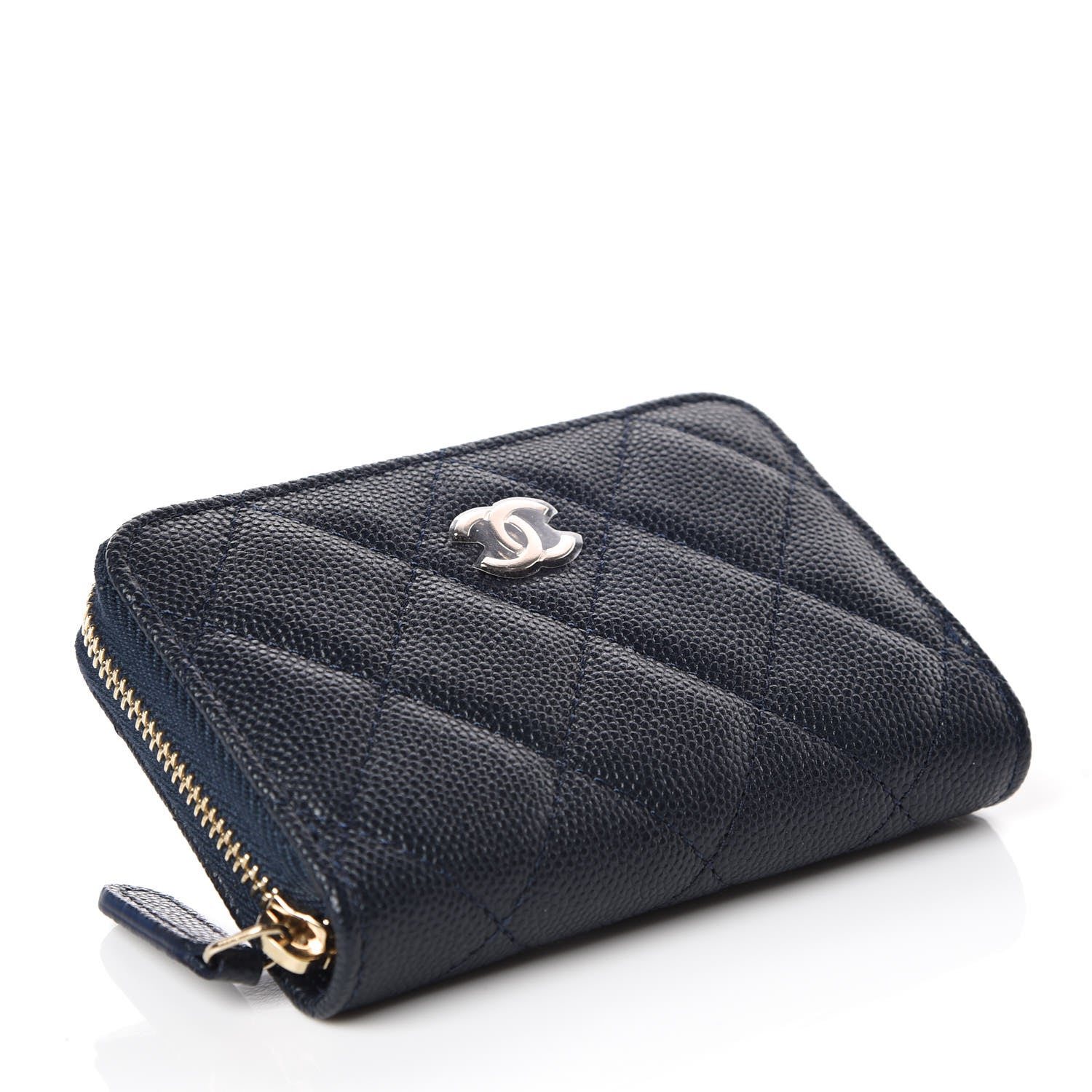 Chanel Caviar Quilted Zip Coin Purse Navy 4 of 8