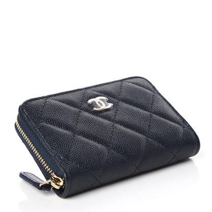 Chanel Caviar Quilted Zip Coin Purse Navy 4 of 8
