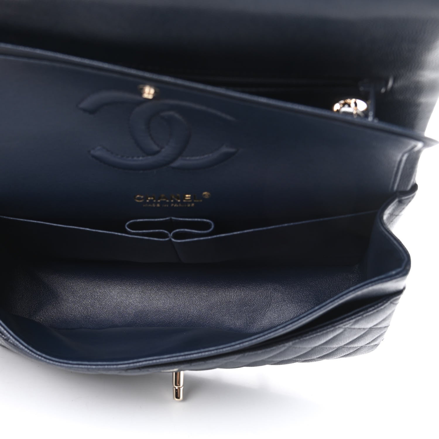 Chanel Caviar Quilted Medium Double Flap Navy 5 of 13
