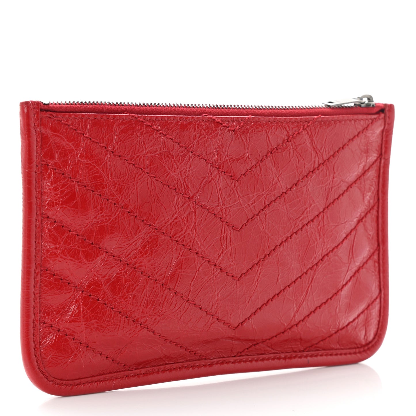 Crinkled Calfskin Matelasse Niki Bill Pouch Red