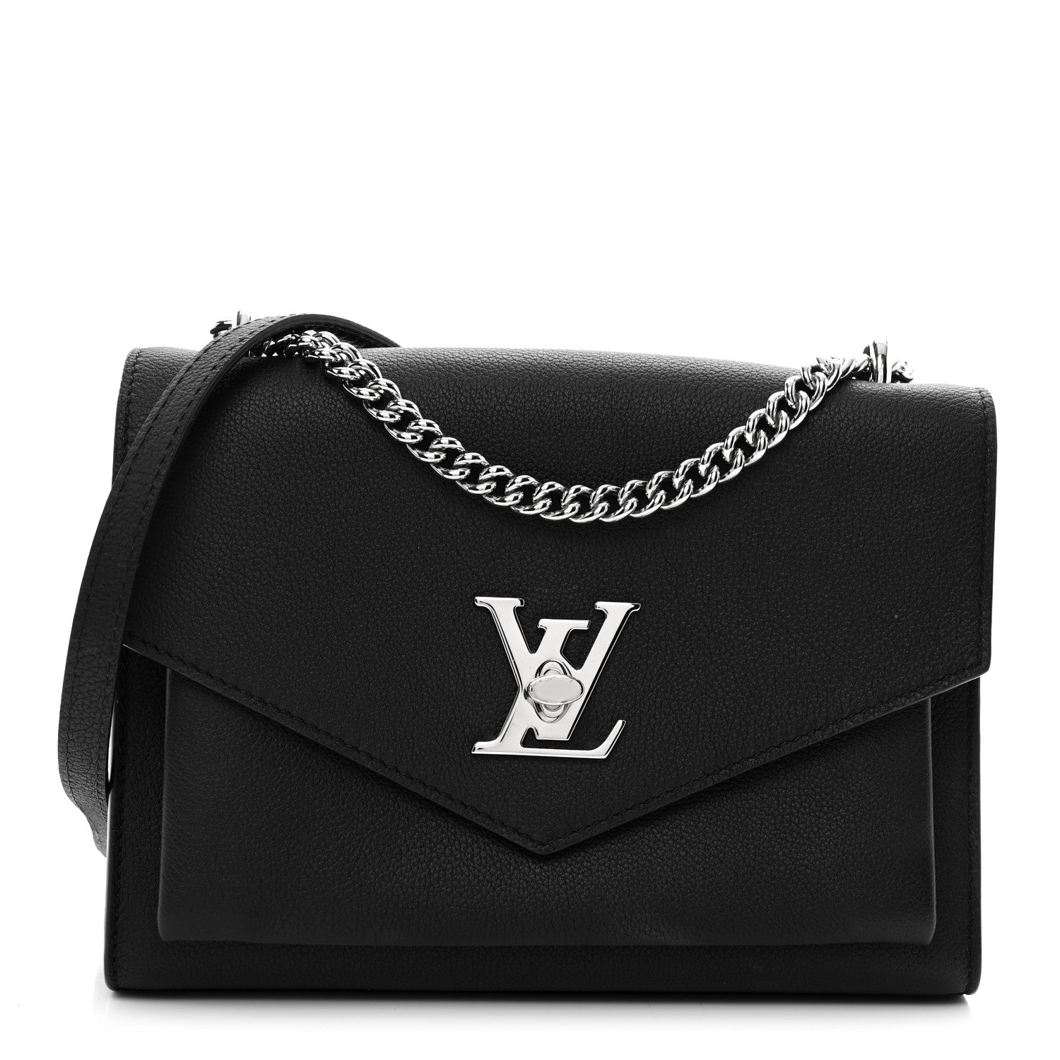 Louis Vuitton Soft Calfskin Mylockme Chain Bag BB Black 1 of 11