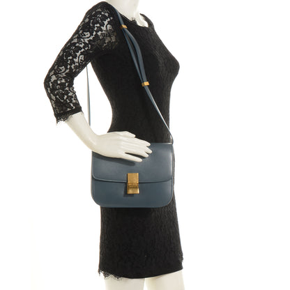 Celine Leather Medium Classic Box Flap Bag Slate Blue 4 of 8