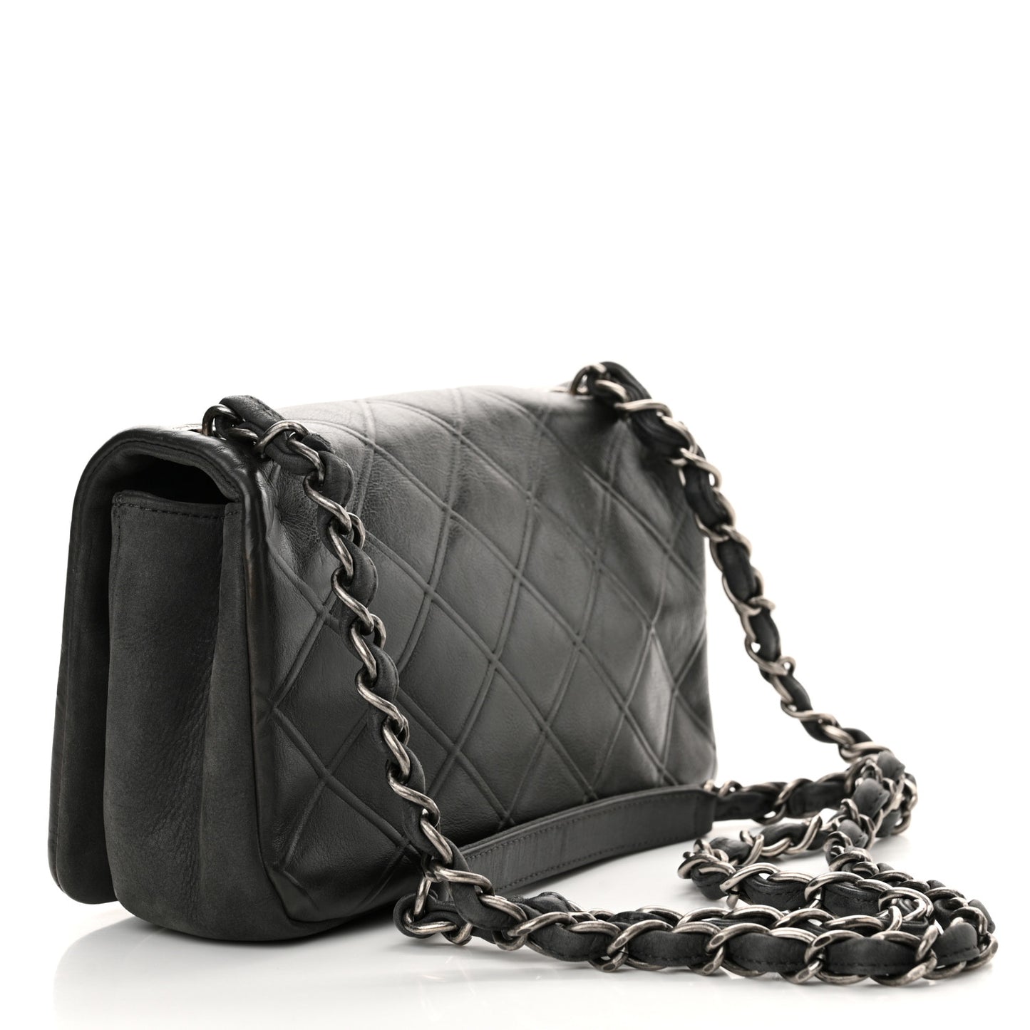 Calfskin Diamond Embossed New Chic Flap Grey