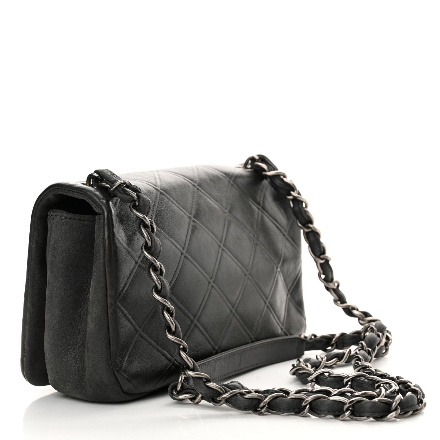 Chanel Calfskin Diamond Embossed New Chic Flap Grey 2 of 11