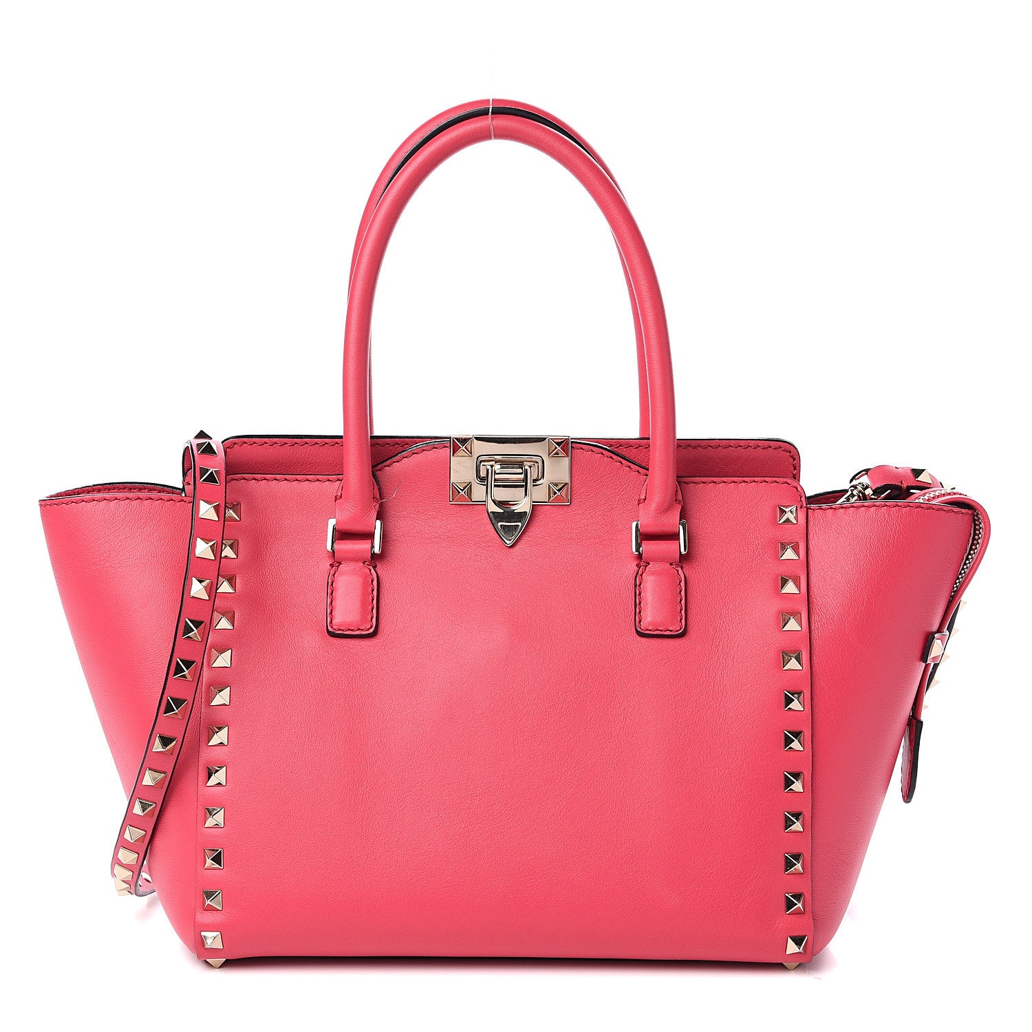Valentino Garavani Vitello Small Rockstud Double Handle Tote Deep Fuxia 1 of 14