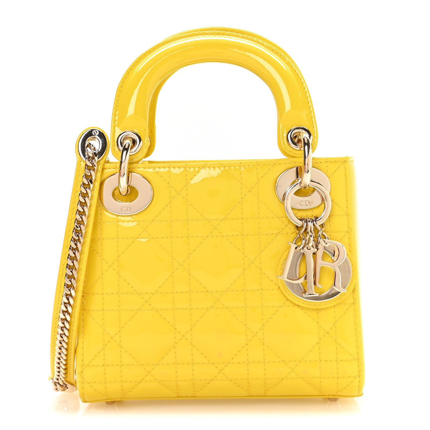 Christian Dior Patent Cannage Mini Lady Dior Yellow 1 of 11