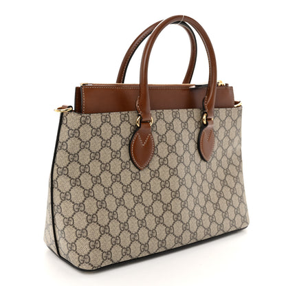 Gucci GG Supreme Monogram Small Zip Top Tote Beige Tuscany 3 of 11
