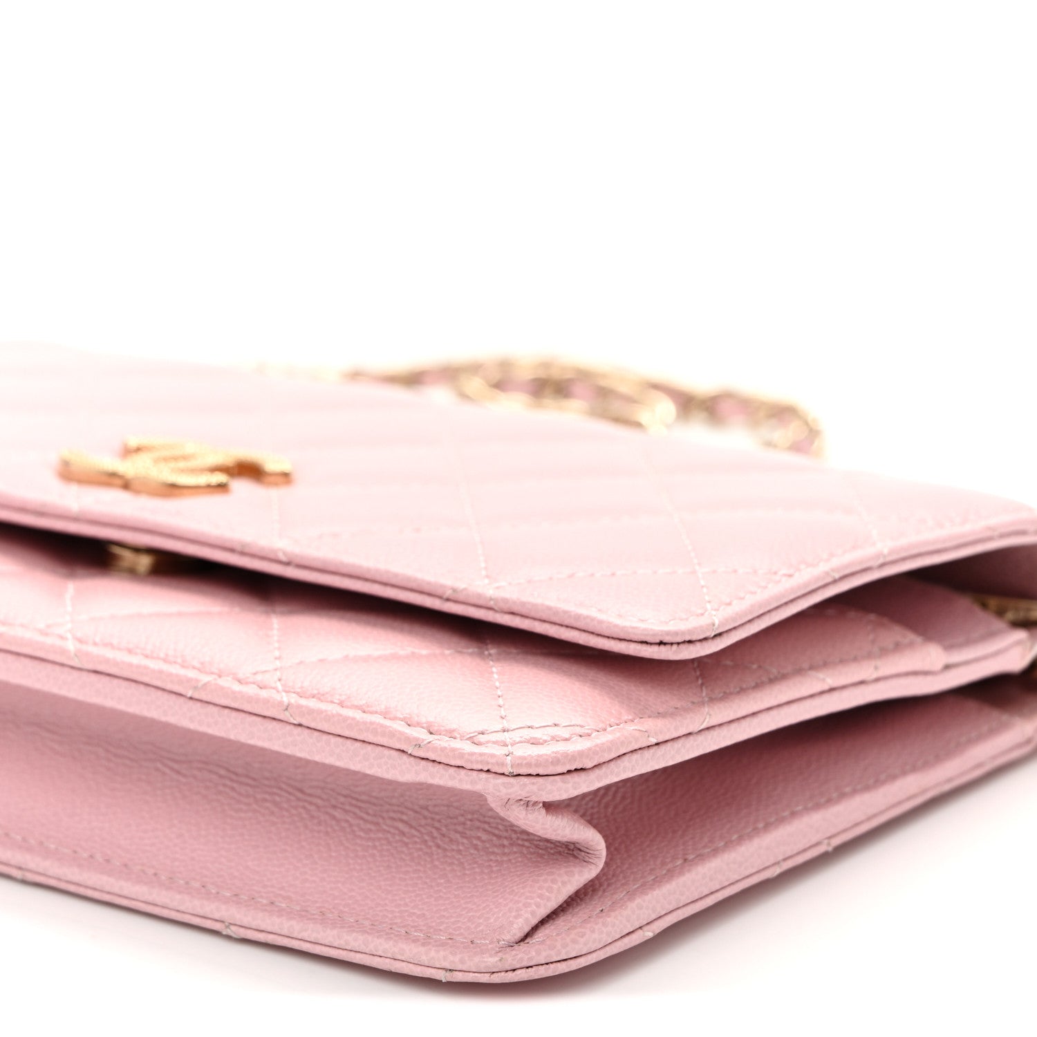 Chanel Caviar Quilted Studded CC Wallet on Chain WOC Light Pink 10 of 11