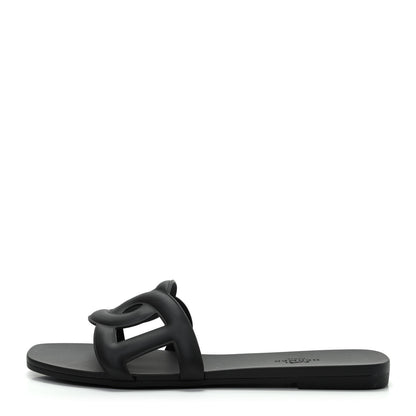 Hermes Rubber Aloha Sandals 38 Black 1 of 11