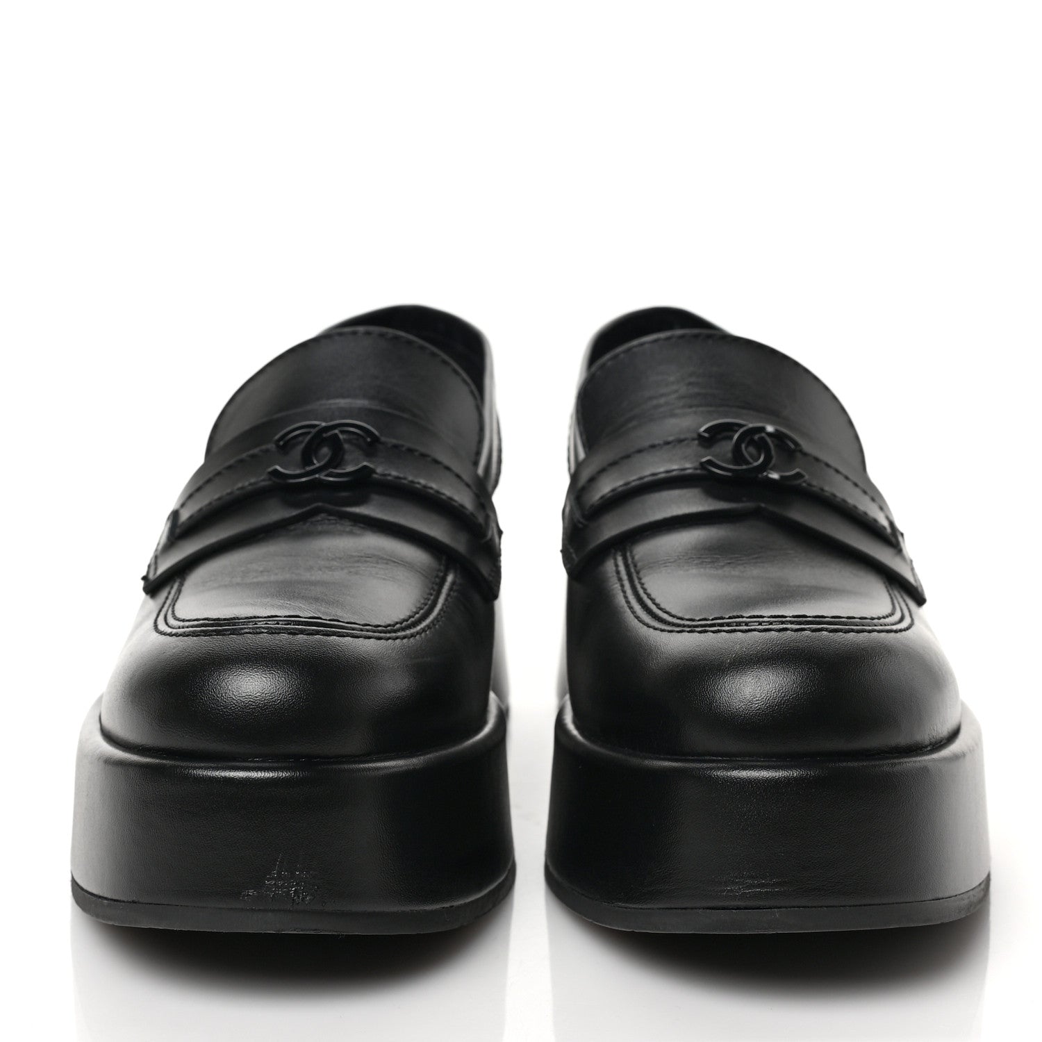Chanel Calfskin CC Platform Loafers 38 Black 2 of 7