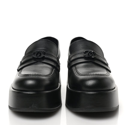 Chanel Calfskin CC Platform Loafers 38 Black 2 of 7