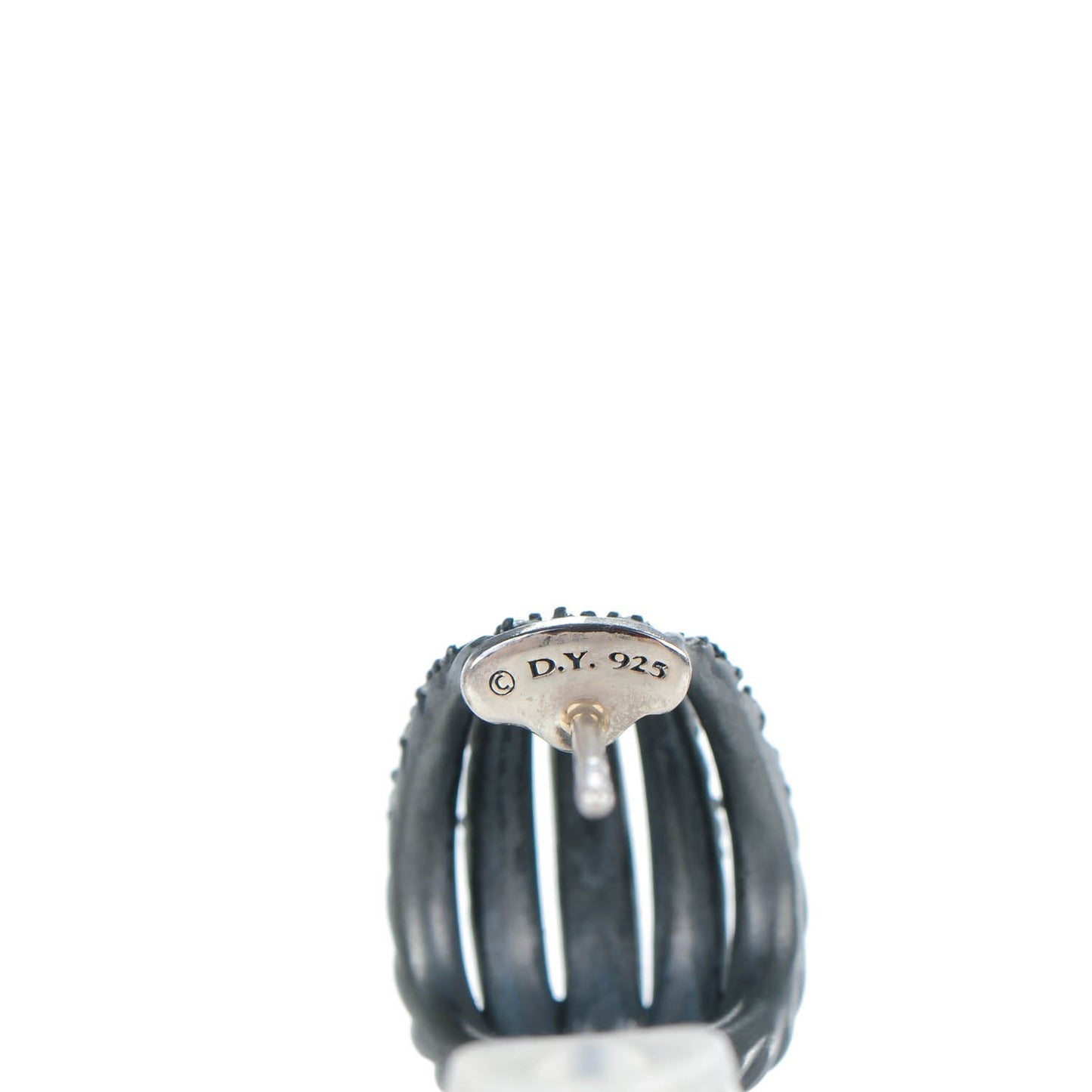 Sterling Silver Black Rhodium Pave Diamond 16mm Tempo Huggie Earrings