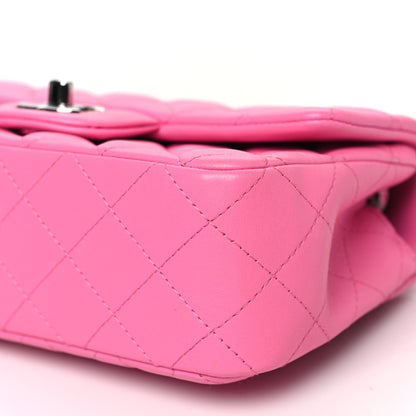 Chanel Lambskin Quilted Mini Rectangular Flap Neon Pink 10 of 13