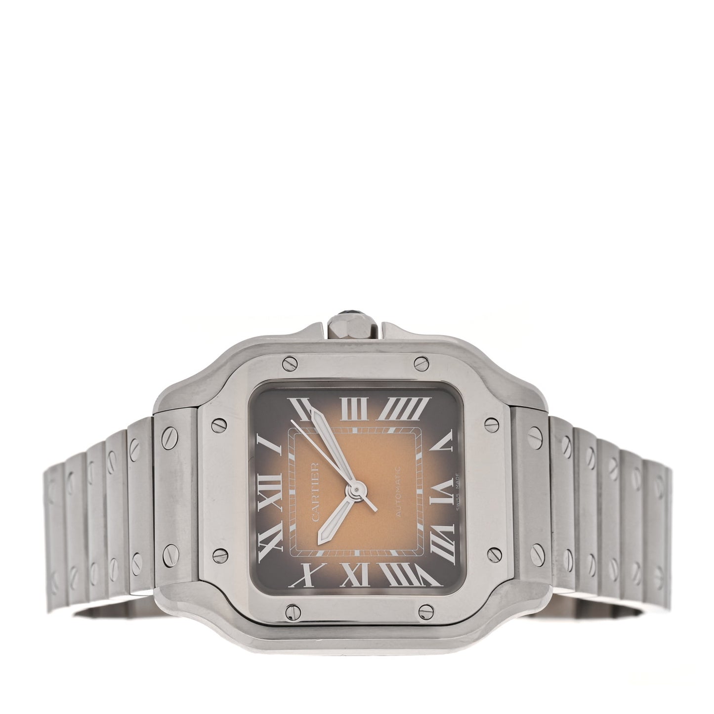 Stainless Steel 35mm Santos de Cartier Automatic Watch Brown