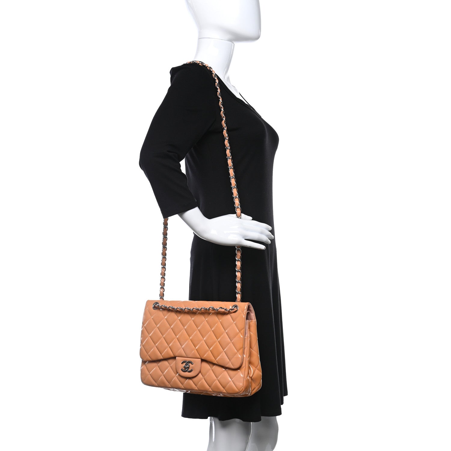 Chanel Patent Quilted Jumbo Double Flap Light Pink 2 of 17