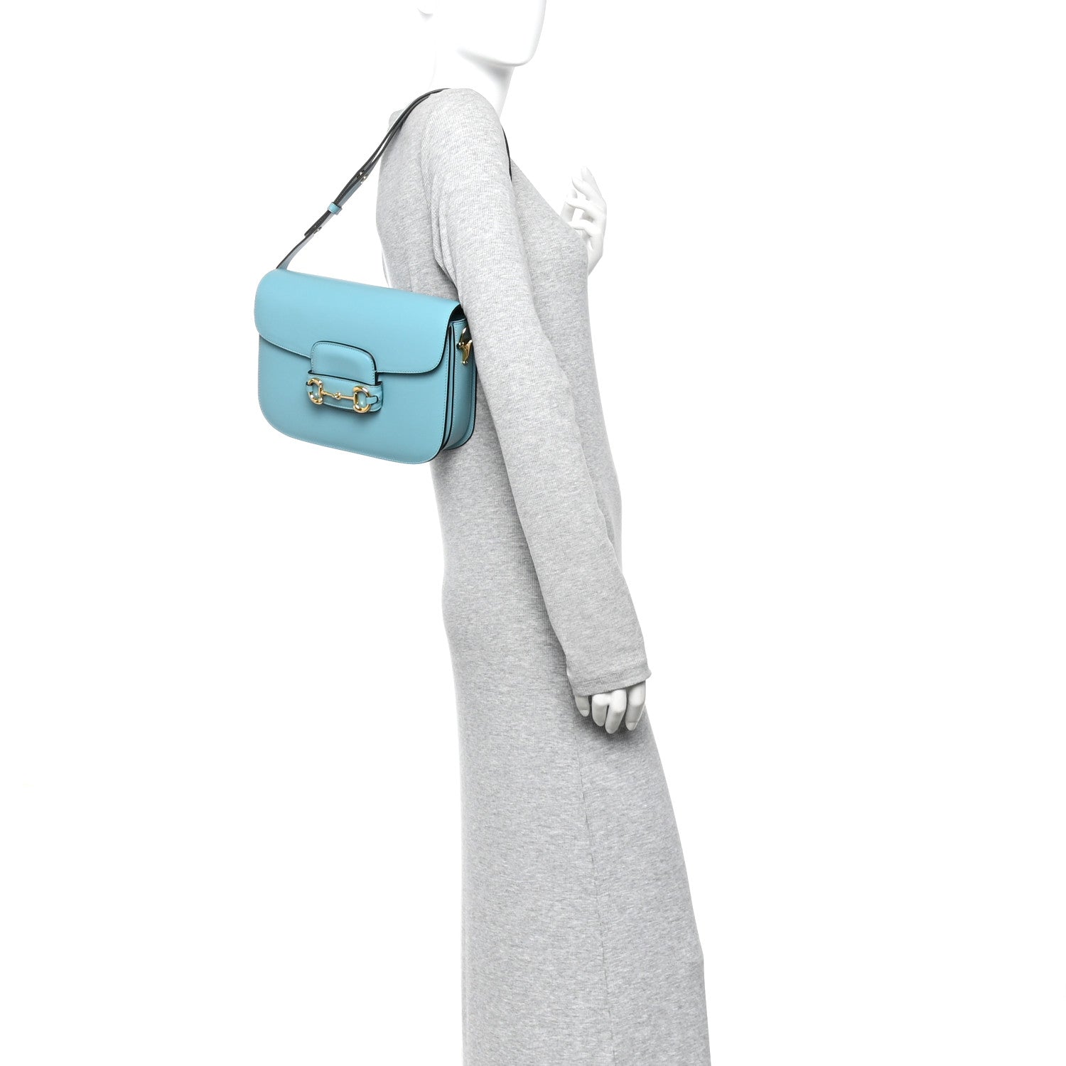 Gucci Azalea Calfskin Horsebit 1955 Shoulder Bag Dusty Azure 2 of 10