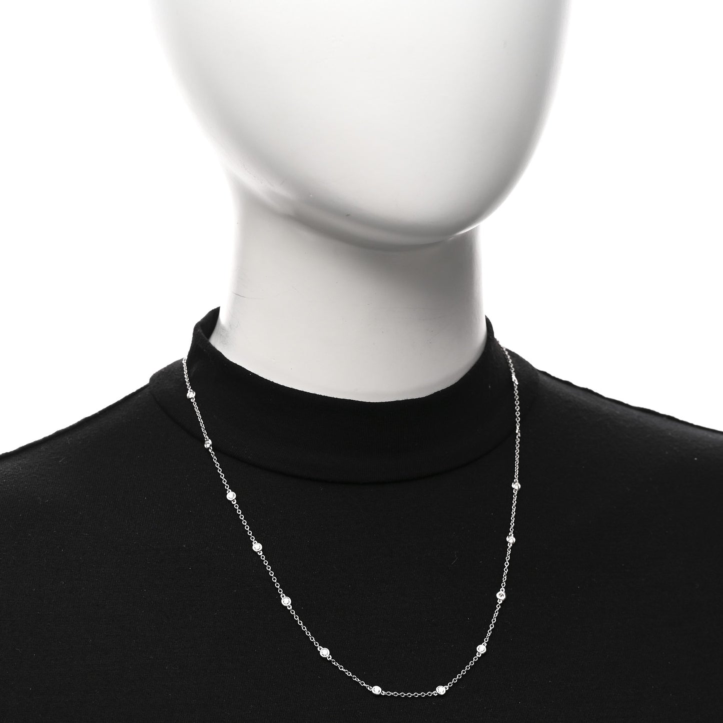 18K White Gold Diamond 1.05ctw Bezel Station Necklace