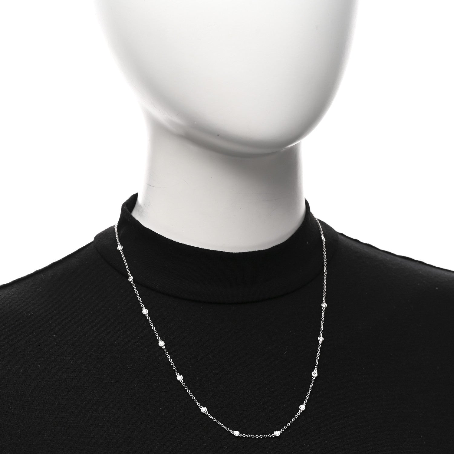 Parker & West by FASHIONPHILE 18K White Gold Diamond 1.05ctw Bezel Station Necklace 2 of 4