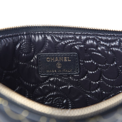 Chanel Lambskin Camellia Embossed Medium Cosmetic Case Black Gold 6 of 7