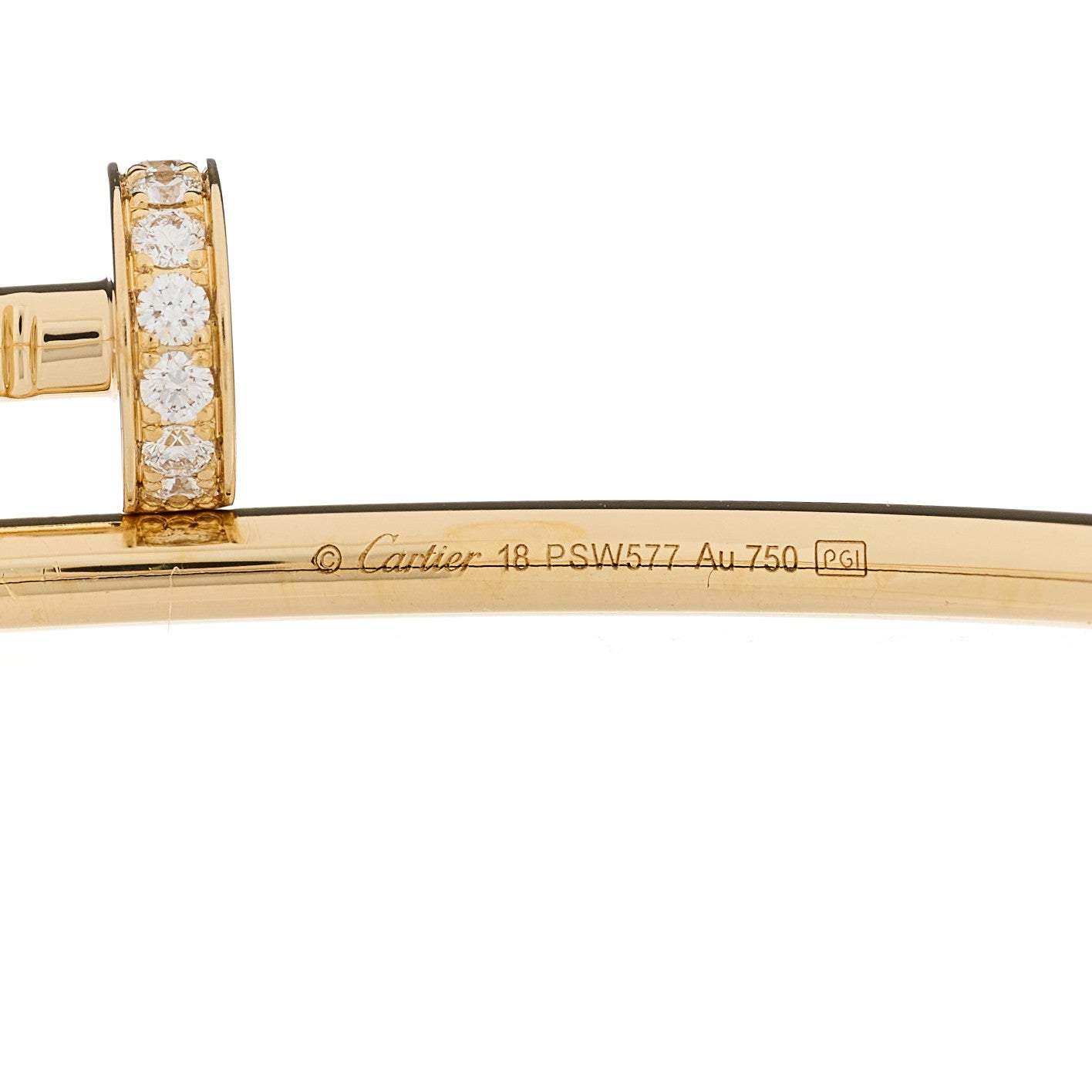 Cartier 18K Yellow Gold Diamond Small Juste Un Clou Bracelet 18 3 of 3