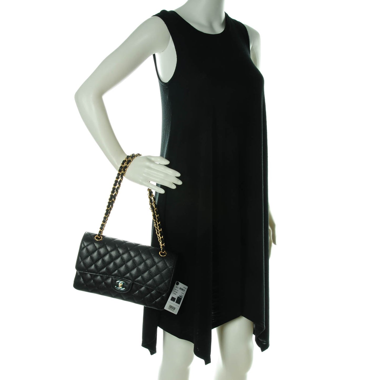 Caviar Quilted Medium Double Flap Black