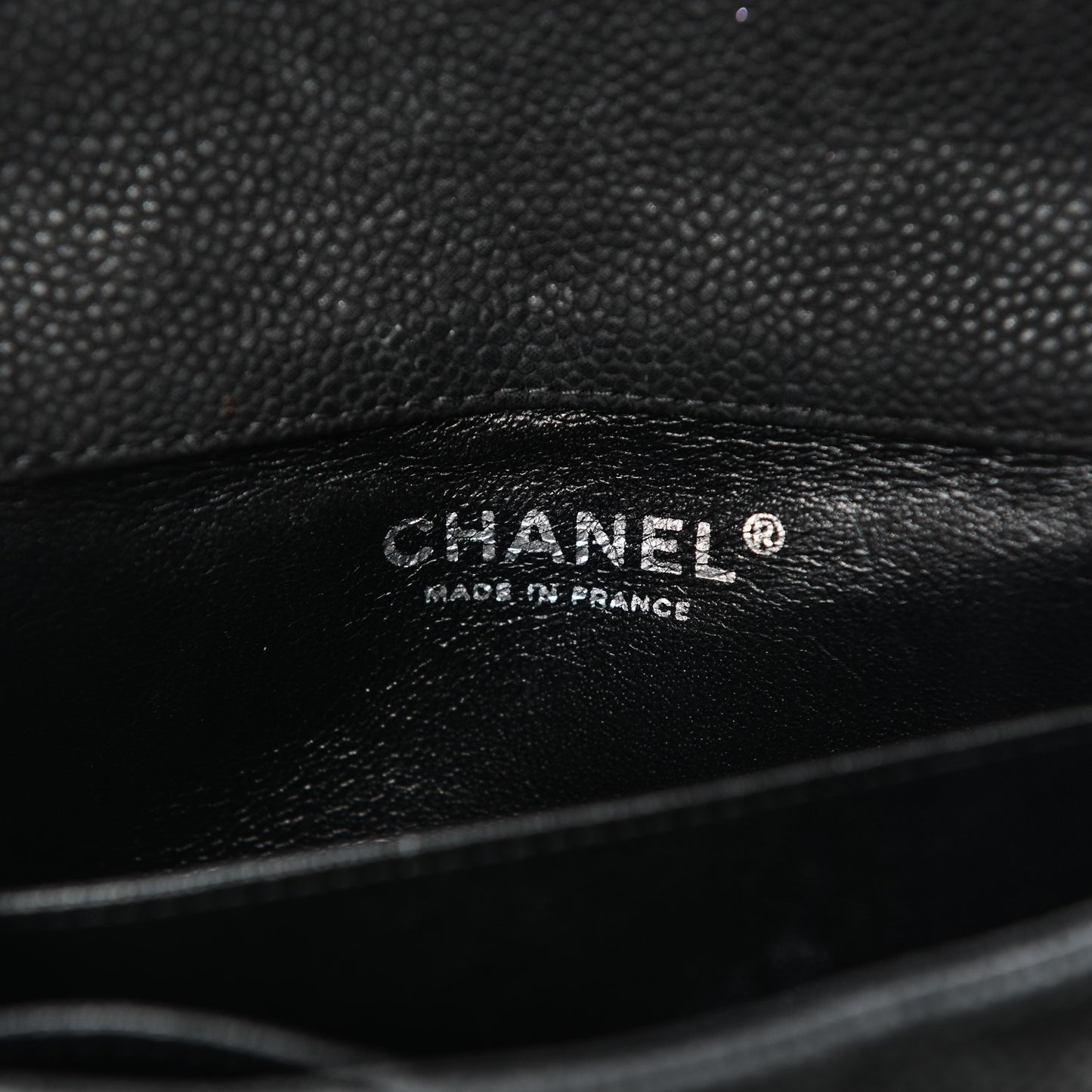 Iridescent Caviar Quilted Extra Mini Flap Black
