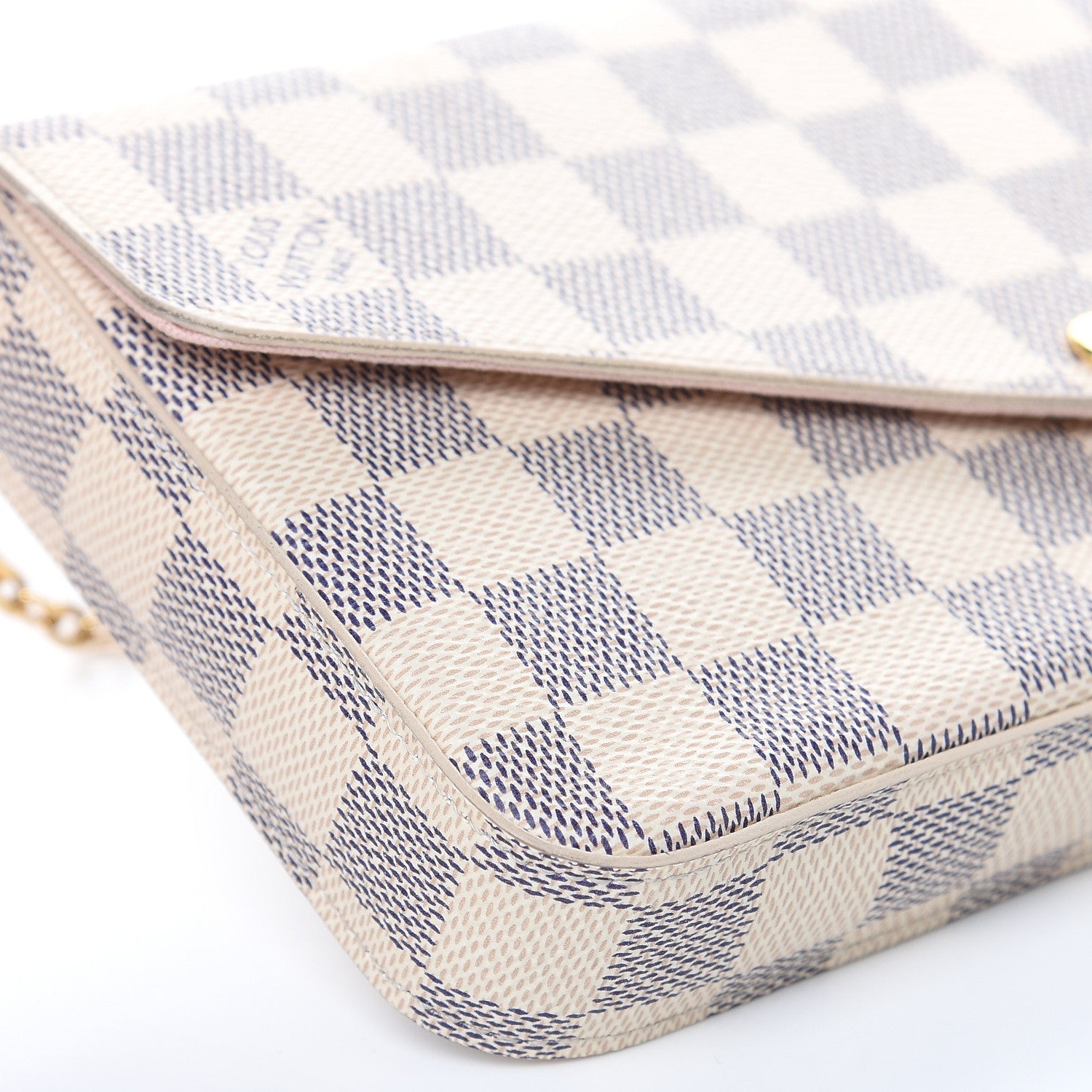 Louis Vuitton Damier Azur Pochette Felicie Chain Wallet Rose Ballerine 10 of 15