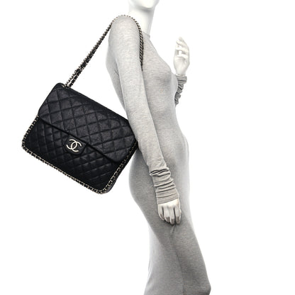 Chanel Washed Lambskin Quilted Maxi Chain Around Flap Black 2 of 11
