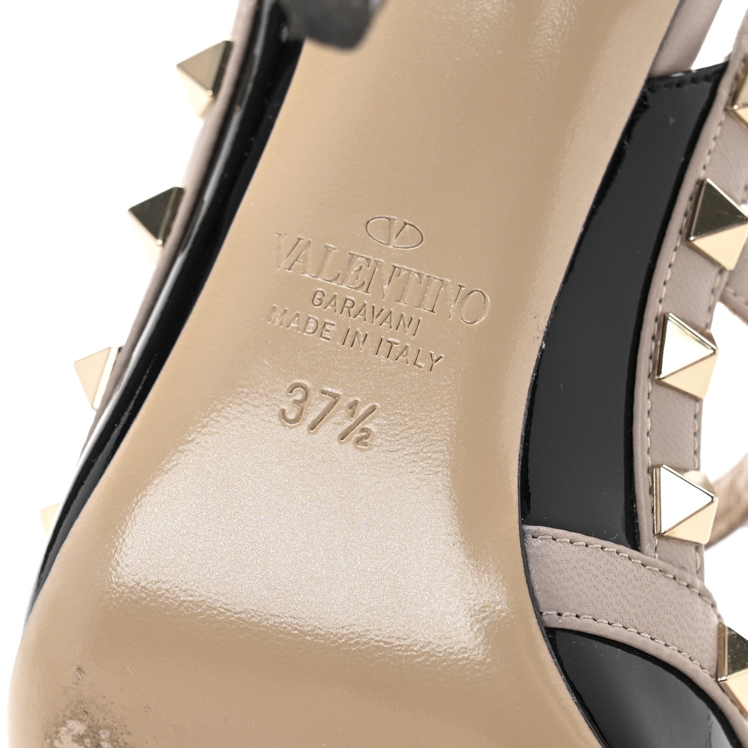 Valentino Garavani Patent Nappa Rockstud Ankle Strap 100mm Pumps 37.5 Black Poudre 7 of 11