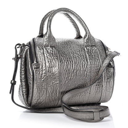 Alexander Wang Metallic Pebbled Lambskin Rockie Carbon Silver Hardware 3 of 10