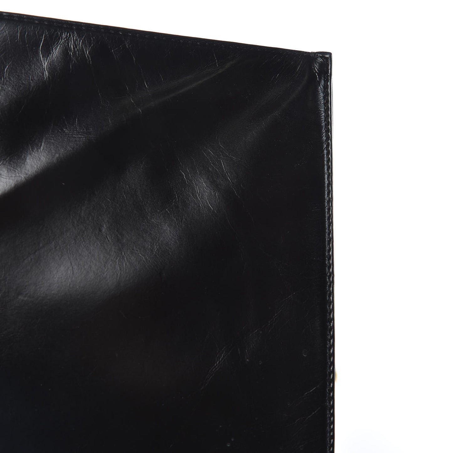 Glazed Calfskin Quilted Large Boy Flap Black
