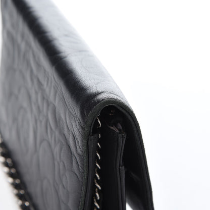 Chanel Lambskin Camellia Embossed Wallet On Chain WOC Black 10 of 11