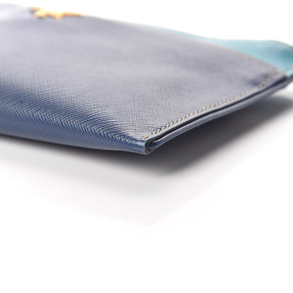 Prada Saffiano Lux Bi-Color Clutch Bleuette Turchese 6 of 9