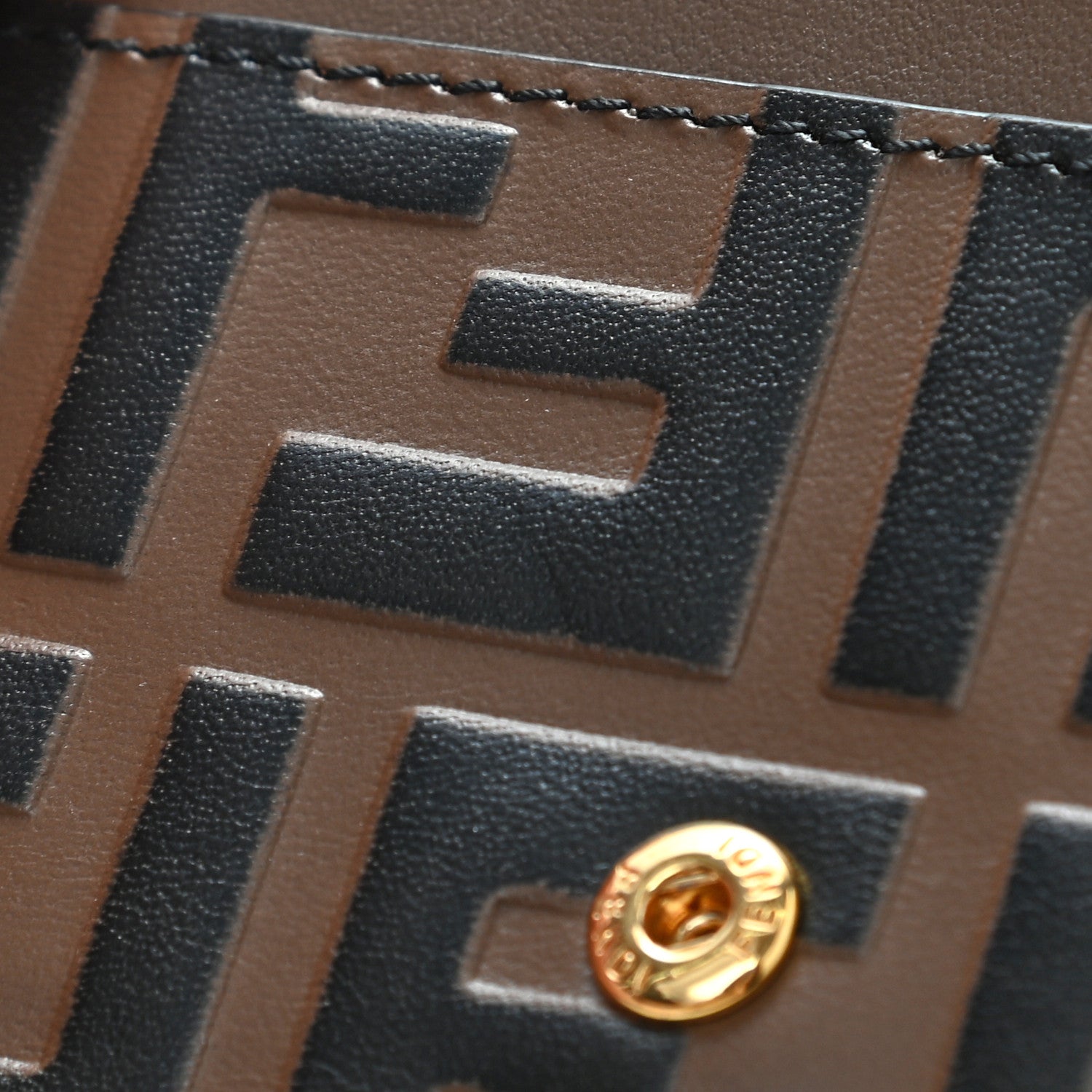 Fendi Vitello Soft F is Fendi Bi-Color FF 1974 Embossed Geometric Flap Wallet on Chain Maya Black 11 of 11