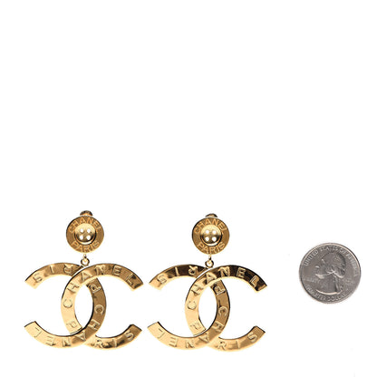 Chanel Metal Large Paris Button Earrings Gold 2 of 4
