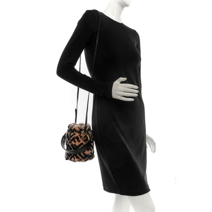 Fendi Shearling F is Macro FF 1974 Diagonal Mini Mon Tresor Bucket Bag Light Rose Black 2 of 8