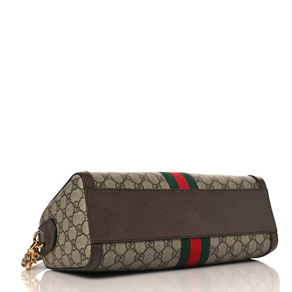 Gucci GG Supreme Monogram Textured Dollar Calfskin Web Medium Ophidia Boston Beige Ebony New Acero 5 of 10